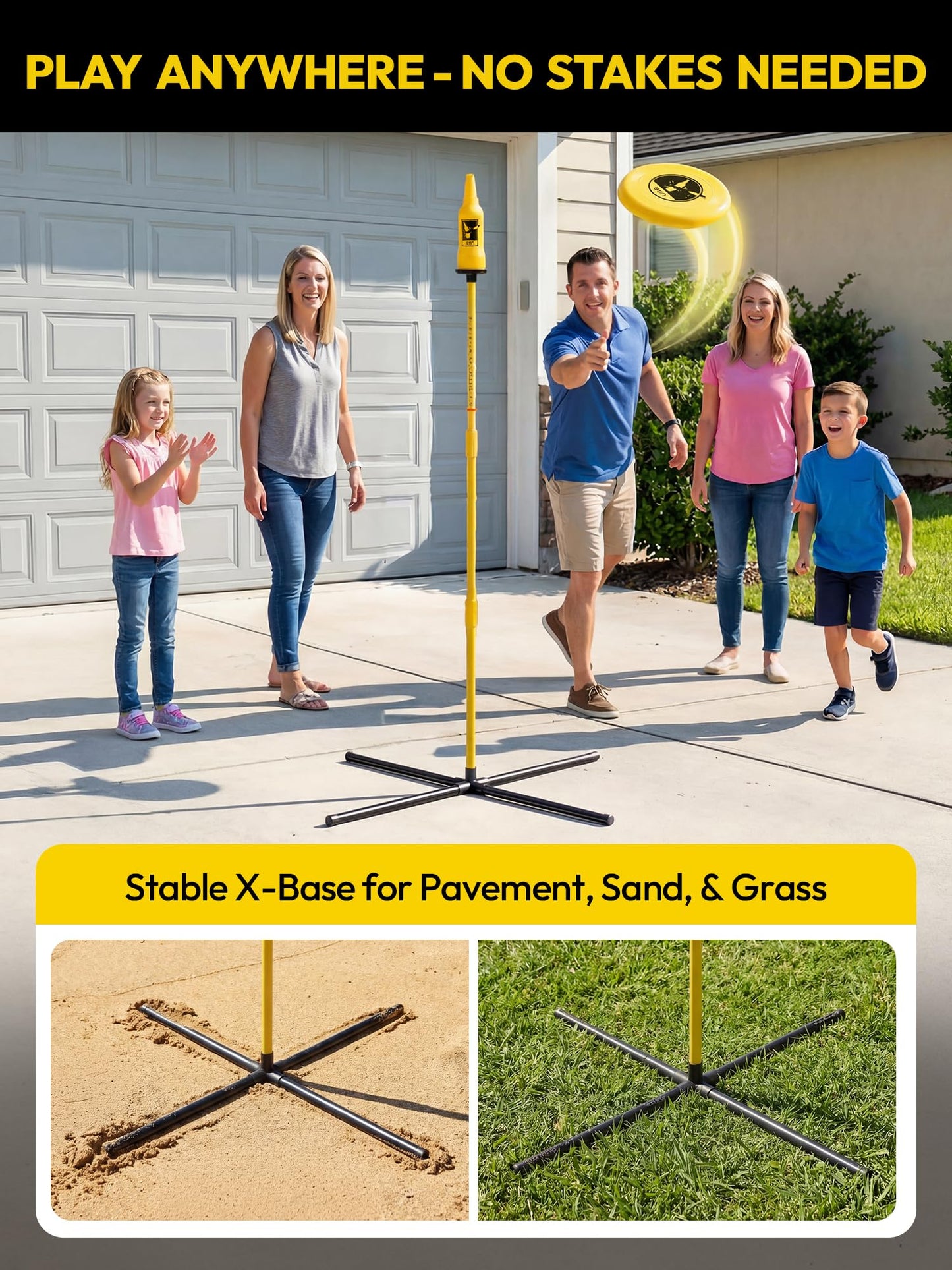 A11N SPORTS Light Up Bottle Bash Game Set, LED Toss Set with Color-Changing 10.5" Disc & 2 Glowing Poles, Indoor & Outdoor Night Game