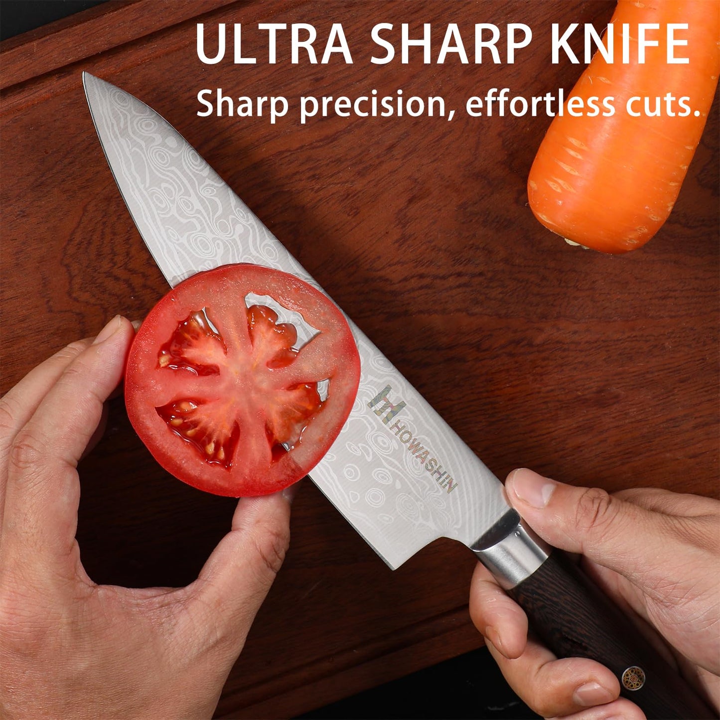 Howashin Kitchen Knife Set,High Carbon Stainless Steel Chef Knife Set,Sharp Forged Blade Professional Kitchen Knives Set with Ergonomic Handle, 3PCS Knives Set for kitchen with Gift Box