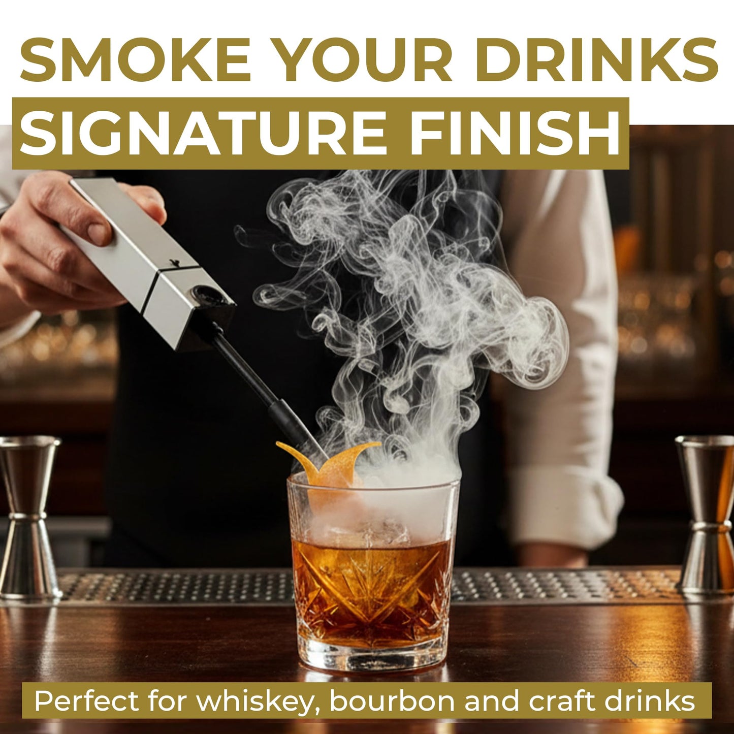Cocktail Smoker Kit Holiday gift set - Indoor Drink & Food Infuser with Wood Chips | Old Fashioned Whiskey Bourbon Smoker Gift