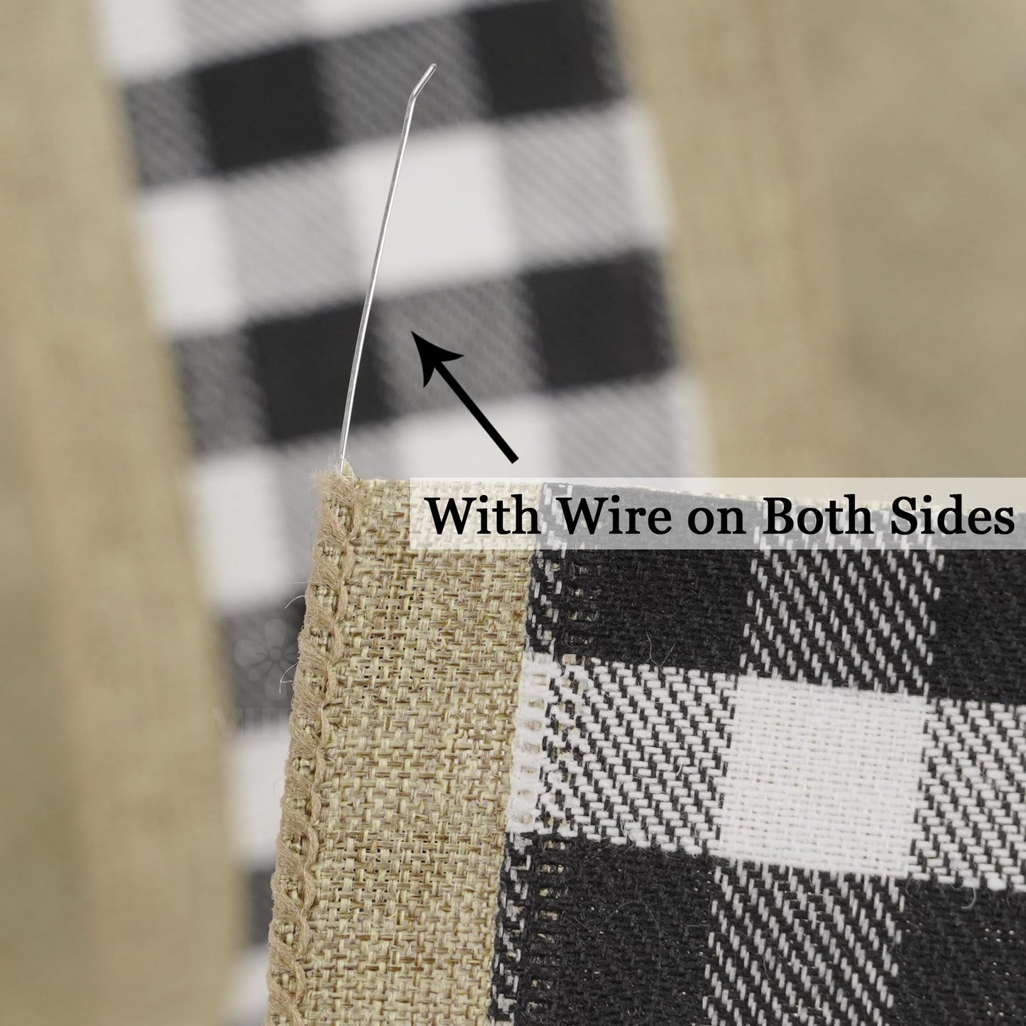 MEEDEE Buffalo Plaid Ribbon with Burlap Wired Edges 2.5 Inch Wide 10 Yards Black and White Ribbon for DIY Bows, Christmas Tree, Gift Wrapping, Wreaths