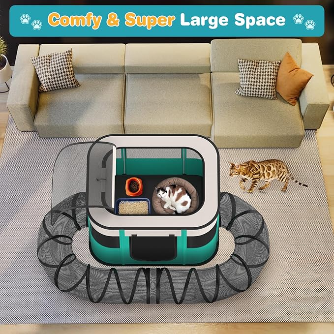 BNISE Outdoor Cat Enclosure Catio Pop Up Tent with Tunnel Indoor Cats