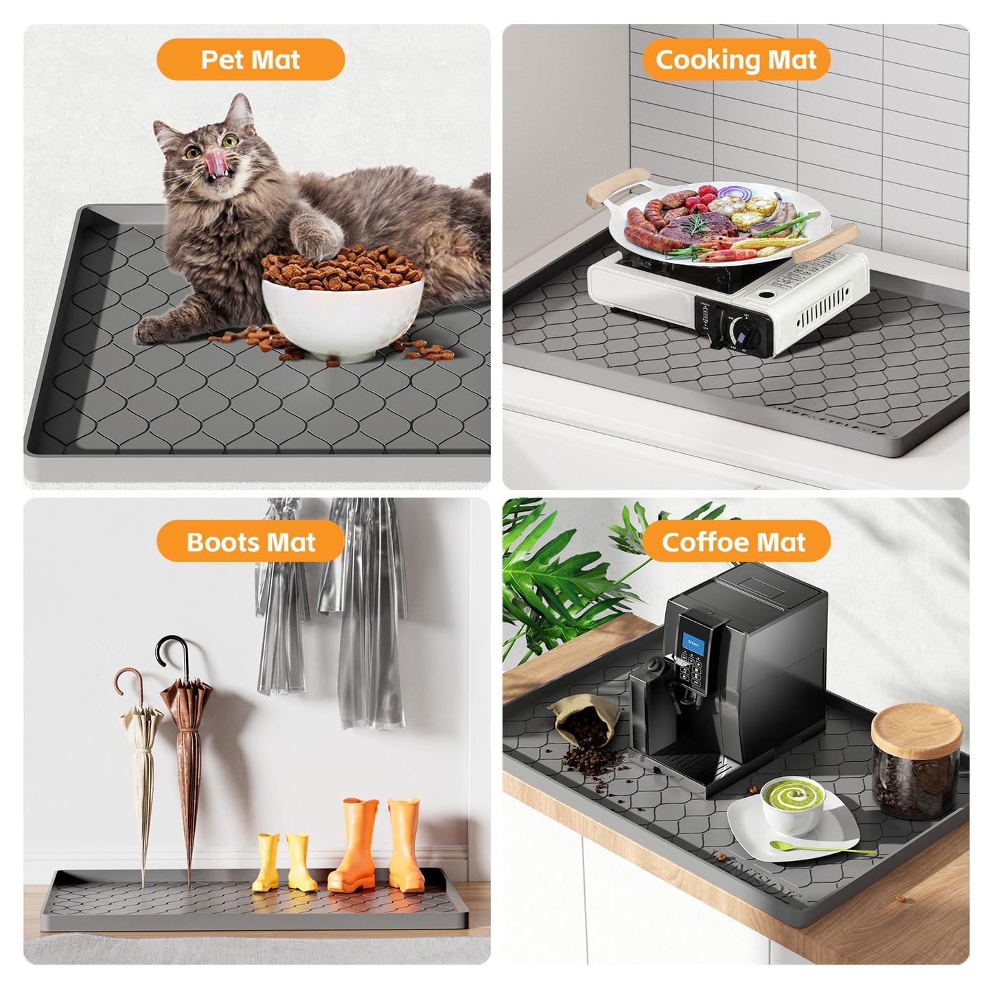 Winisok Silicone Under Sink Mat 34" x 22", kitchen Essentials and Gadgets, Shelf liner and Cabinet Protector, Home Organizers and Storage, Waterproof Bathroom Tray