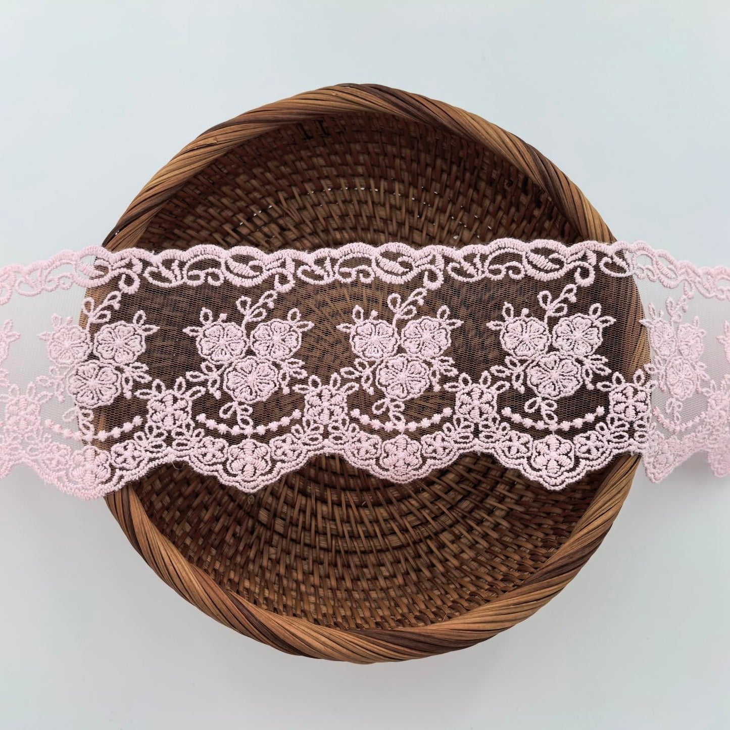 Sourcemall Lace Trim Ribbon, Delicate Crown Ribbon for Crafts Sewing and Bridal Wedding Dress Applique Decorations, 3.3inch Width 5 Yards/Lot (Pink)