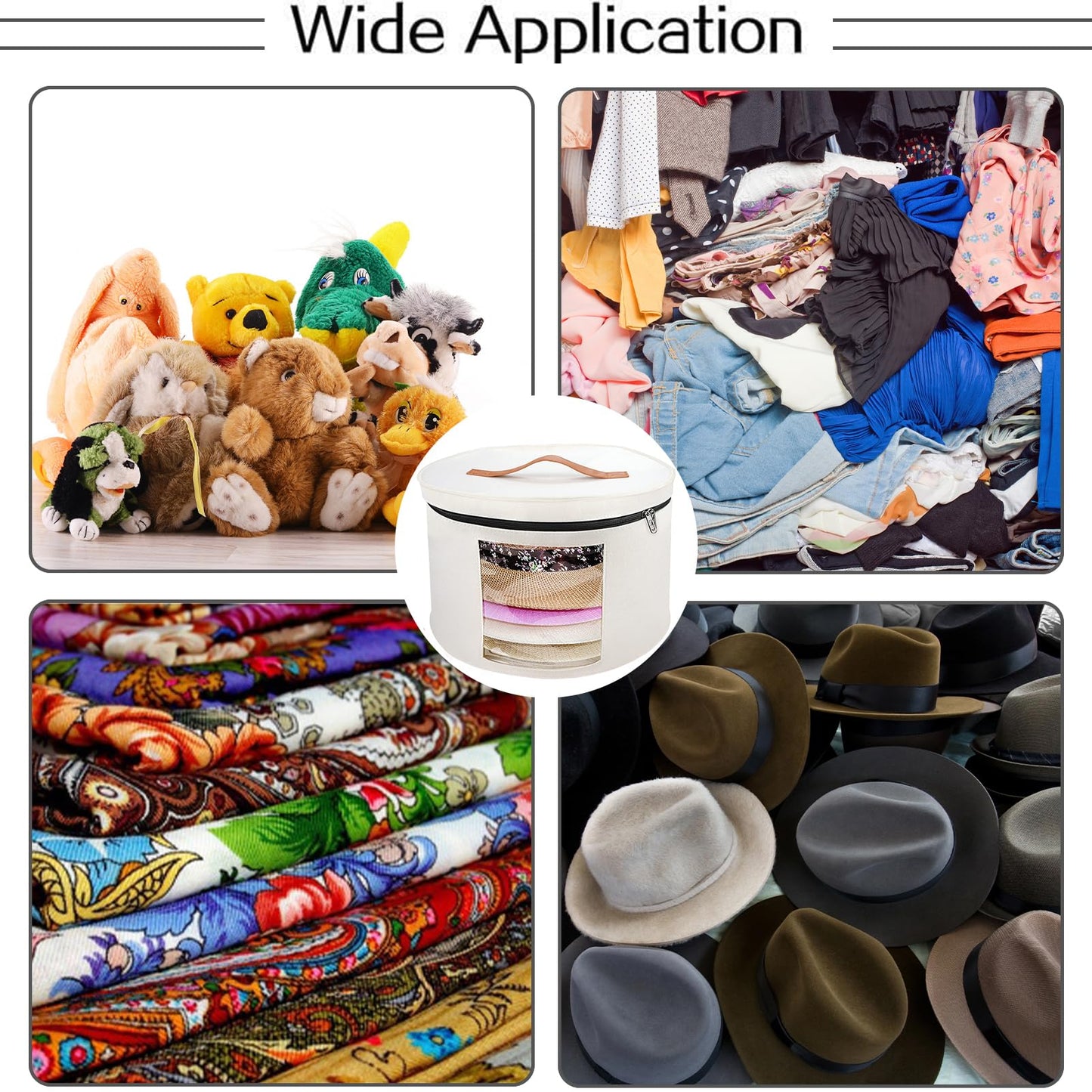 SHWWQUE Hat Storage Box,Hat Boxes for Women Storage,Cowboy Hats Holder for Travel,Wide Brims Hat Carrier Case,Stuffed Animal Toy Organizer,Hat Box Closet Organizers and Storage,Hat Boxes for Men