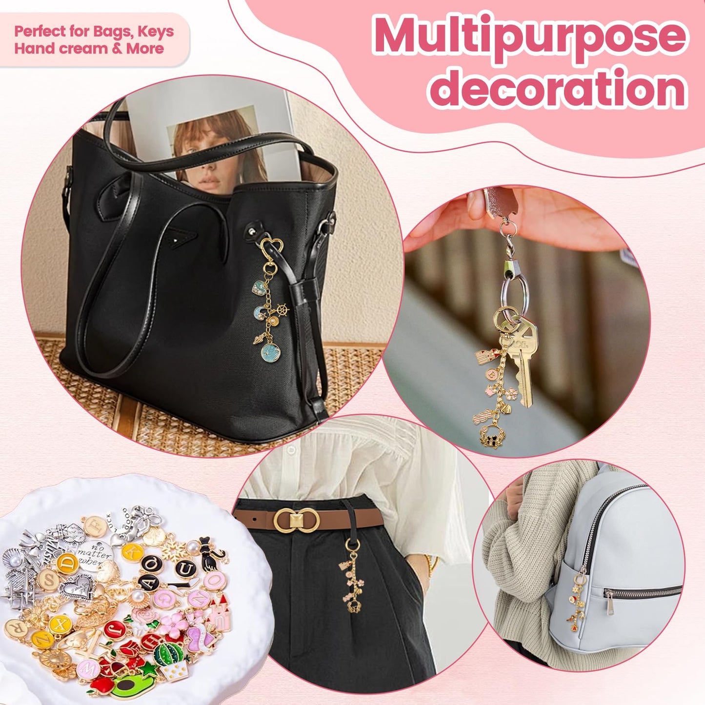 432Pcs Charms Lip Gloss Keychain Making Kit, DIY Craft Supplies with 25 Keychains Clips 25 Extender Chain 175 Charm Jewelry Plier, DIY Keychains Kit, for Keychain Making Supplies DIY Crafts (432Pcs)