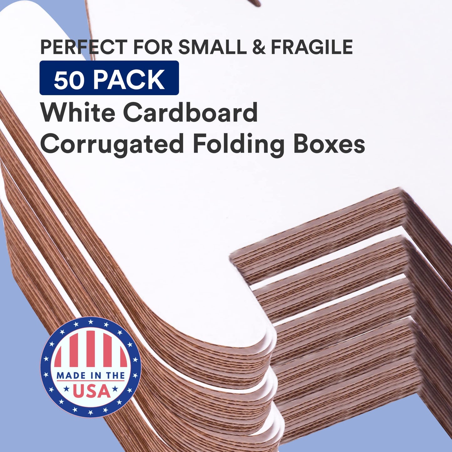 BOX USA Shipping Boxes Small 8"L x 5"W x 3"H, 50-Pack | Corrugated Cardboard Box for Packing, Moving and Storage 853