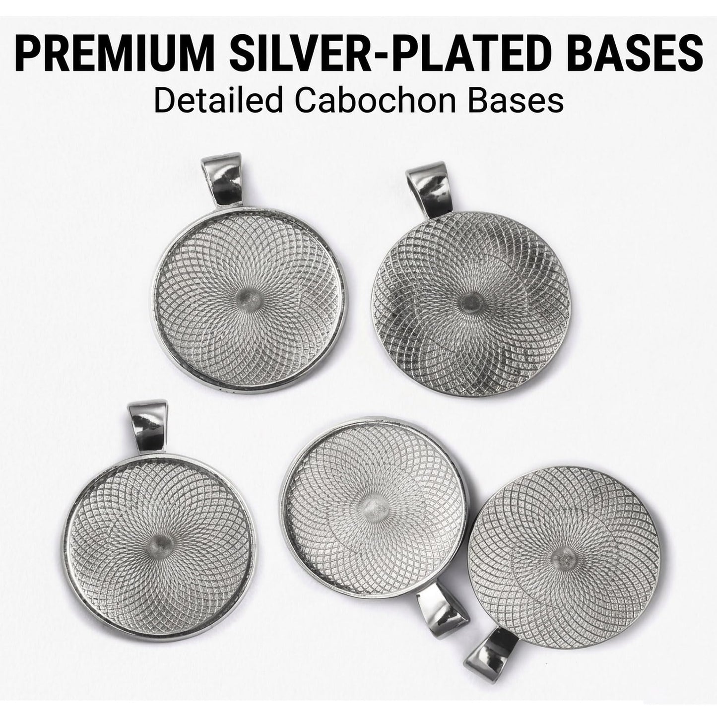 OBSEDE 80 Pcs 25 mm Stainless Steel Round Blank Bezel Set, Including 40 Pendant Trays 40 Glass Cabochon Trays Pendant Blanks for Jewelry Making DIY Findings