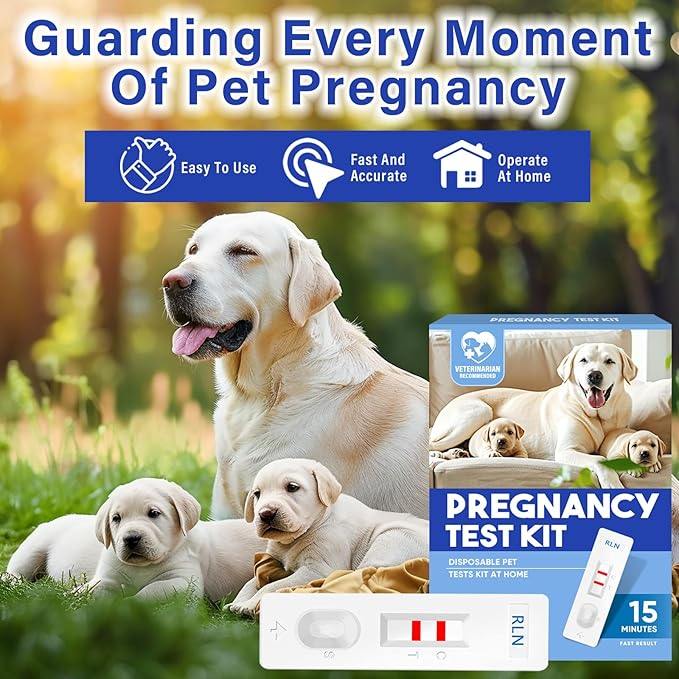 Dog Pregnancy Test Kit at Home, Accurate and Convenient Dog Pregnancy Test,15 Minute Results Pregnancy Test Strips for Dog & Cat