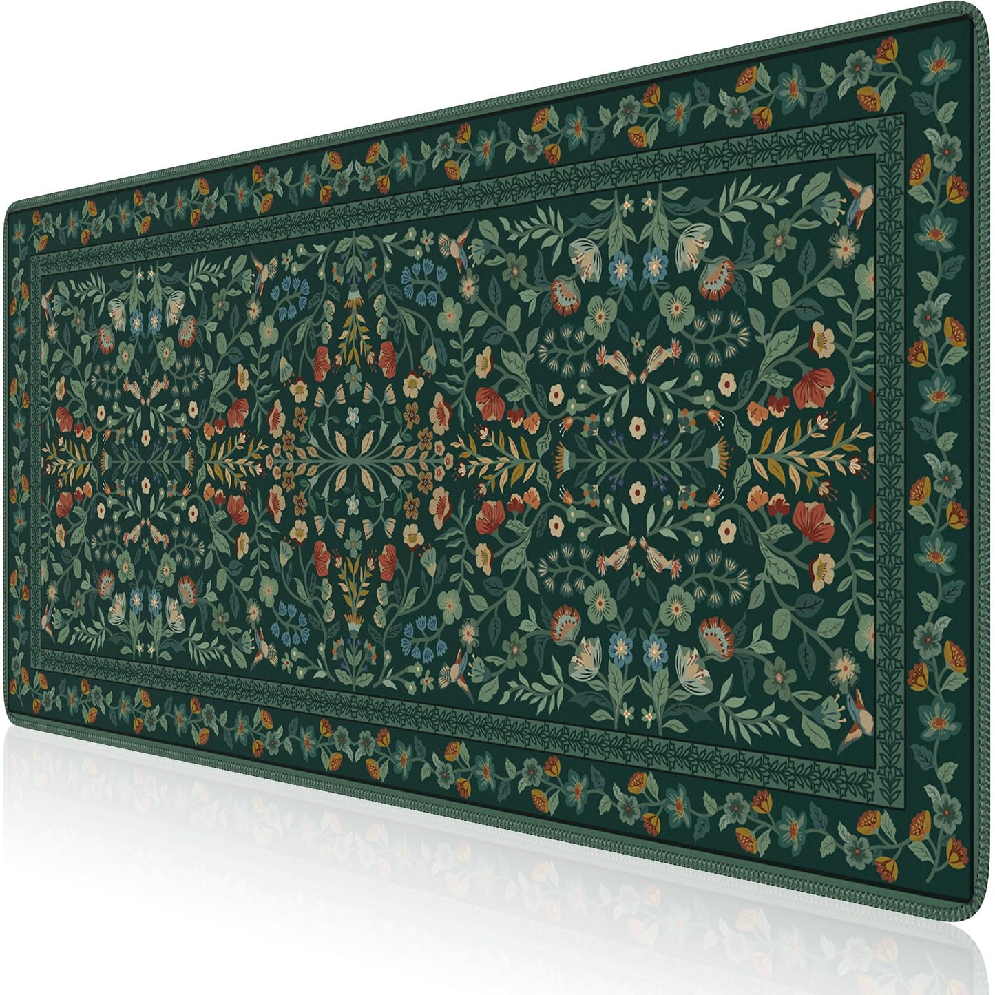 iCasso Desk Mat for Keyboard and Mouse, Large Mouse Pad, Desk Pad Mat, Anti-Slip Big Mousepad with Stitched Edges for Computer Desktop(Deep Green)