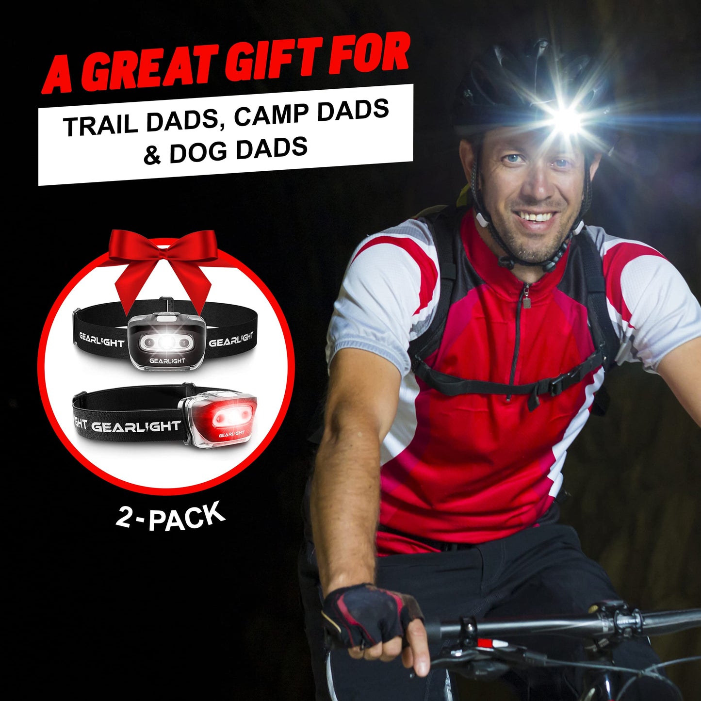 LED Headlamp 2-pack Battery Powered (AAA) (Batteries Not Included) | Head Lamp for Running Hunting Camping Fishing Hiking with Red Light and Adjustable Headband - Bright Forehead Headlamp 7 Modes