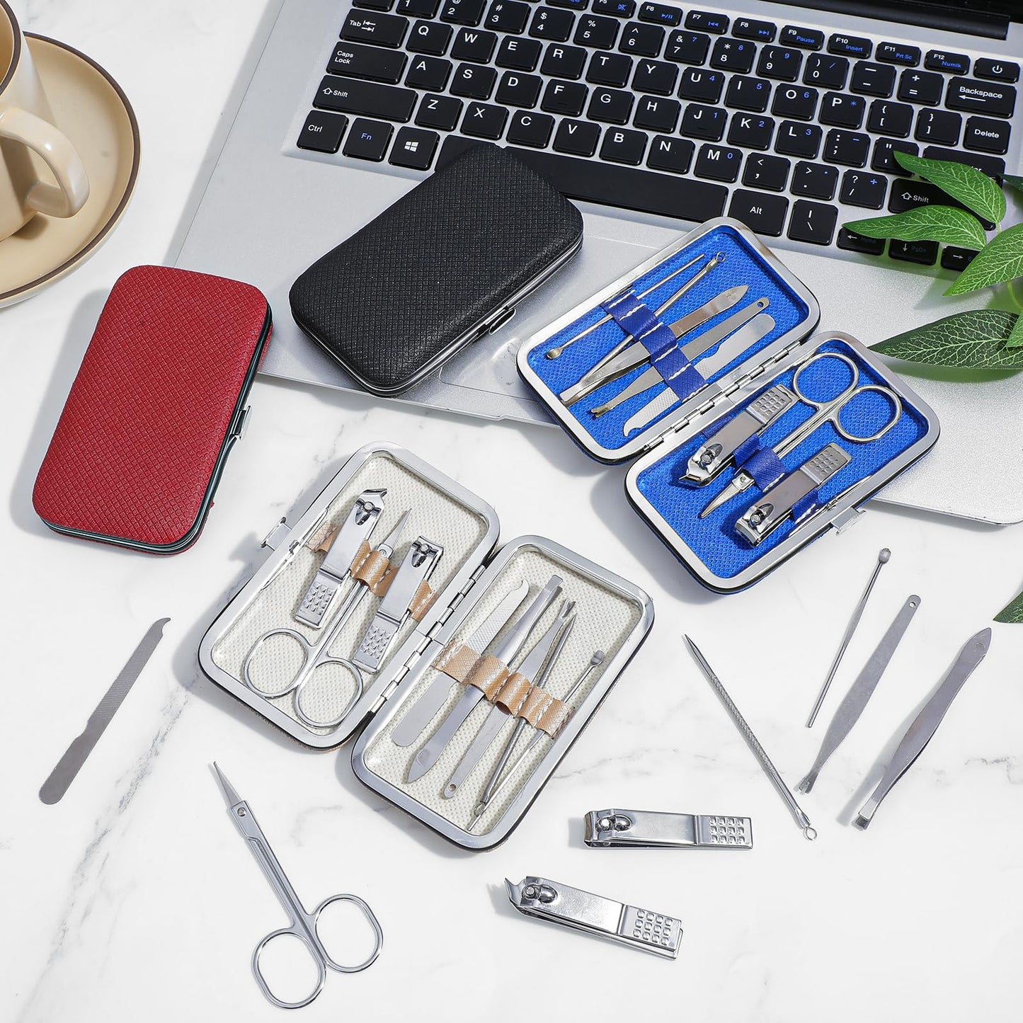12 Pack Manicure Set Bulk, 8 in 1 Nail Clippers Kit Stainless Steel Fingernail Clippers Set, Sturdy Nail Tip Cutter Trimmers Professional Grooming Toenail Clipper Personal Pedicure Kits Gift