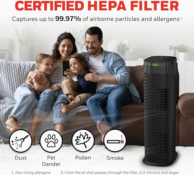 Honeywell HEPA Air Purifier for Home, 990 Ft² Rooms in 1 Hour, HPA180