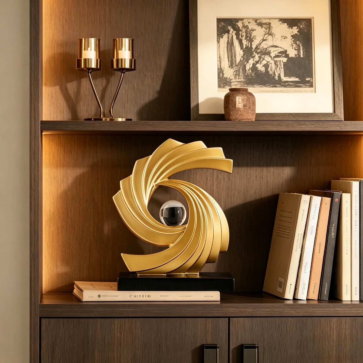 AWNR Gold Abstract Statue Accent Decor, Adornos para Sala Modernos Shelf Decor Aesthetic for Coffee Table, Modern Home, TV Stand, Men's Bedroom, Coffee Table, Console Table, Entryway