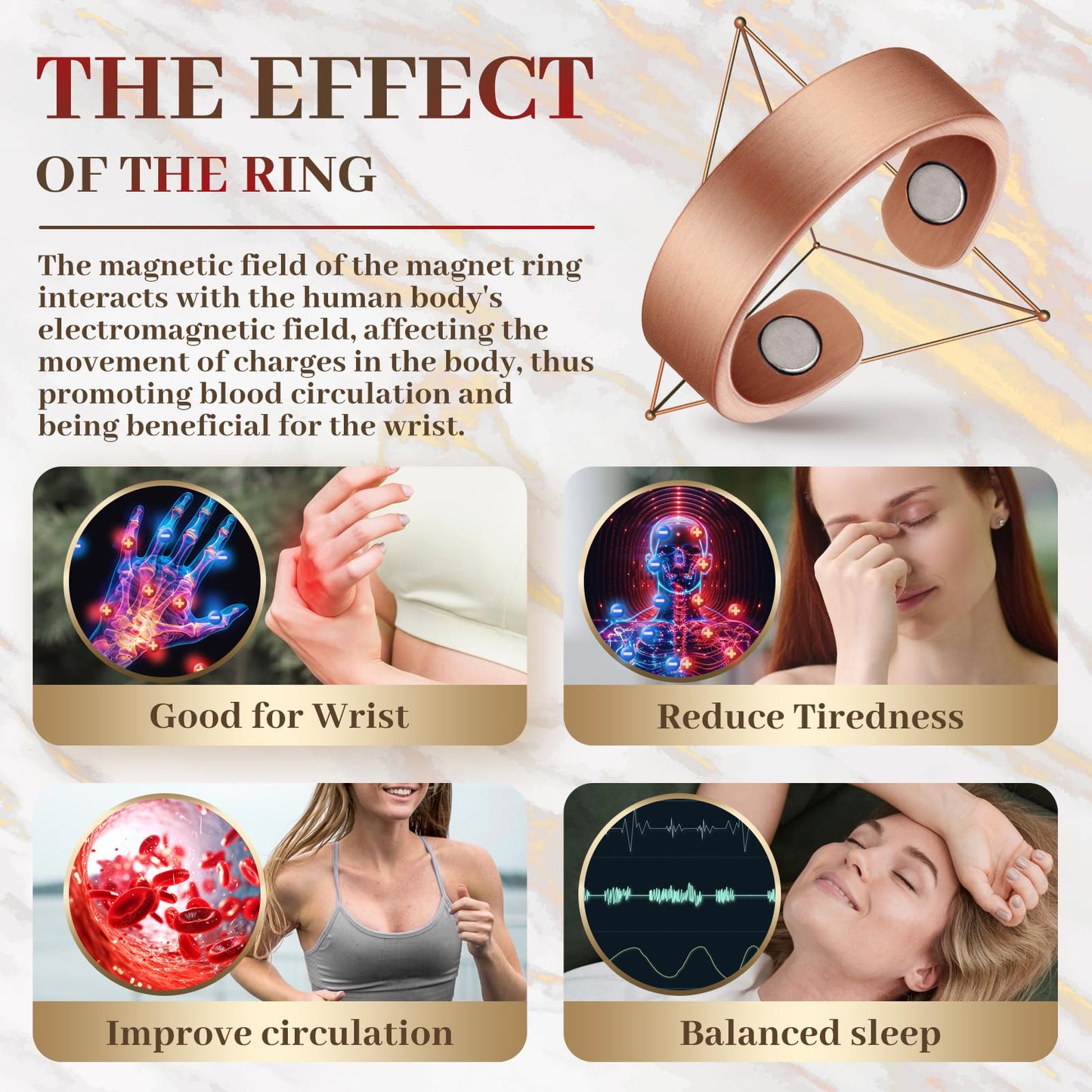 Auramag Copper Rings for Women, Lymph Detox Magnetic Thumb Rings,99.9% Solid Pure Copper Jewelry Gift with Ring Box Products(Set of 2)