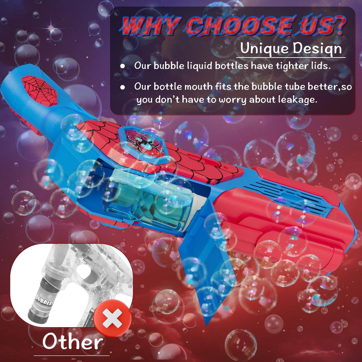Bubble Machine Gun for Kids: Toys for 3+ Year Old Boys, Toys for Boys 4-6, Outsider&Outdoor Toy for Toddlers 3-5, Easter, Summer, Wedding, Party Favors, Halloween, Birthday Gifts