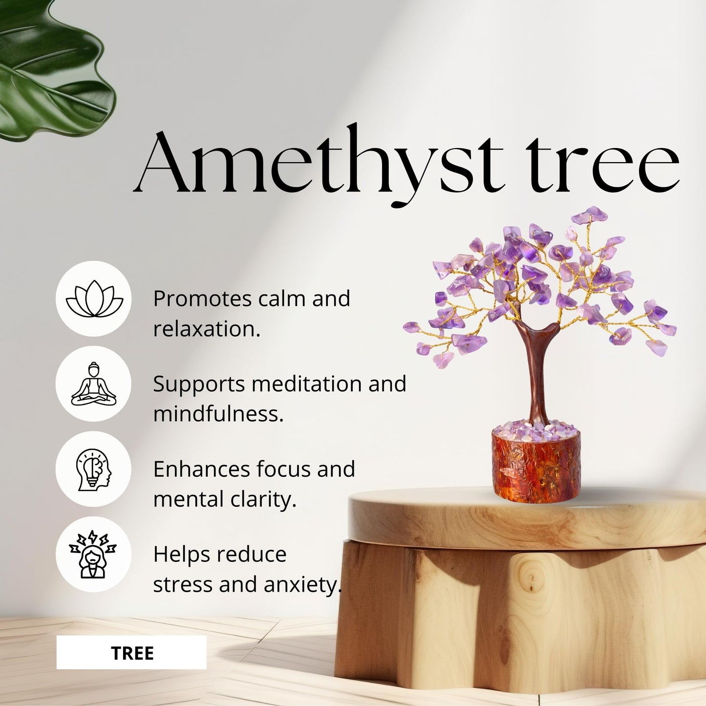 Amethyst Decorative Tree with Stone Chips, Handcrafted Wire Tree for Home Décor, Desk Display, Office Accent and Gifting
