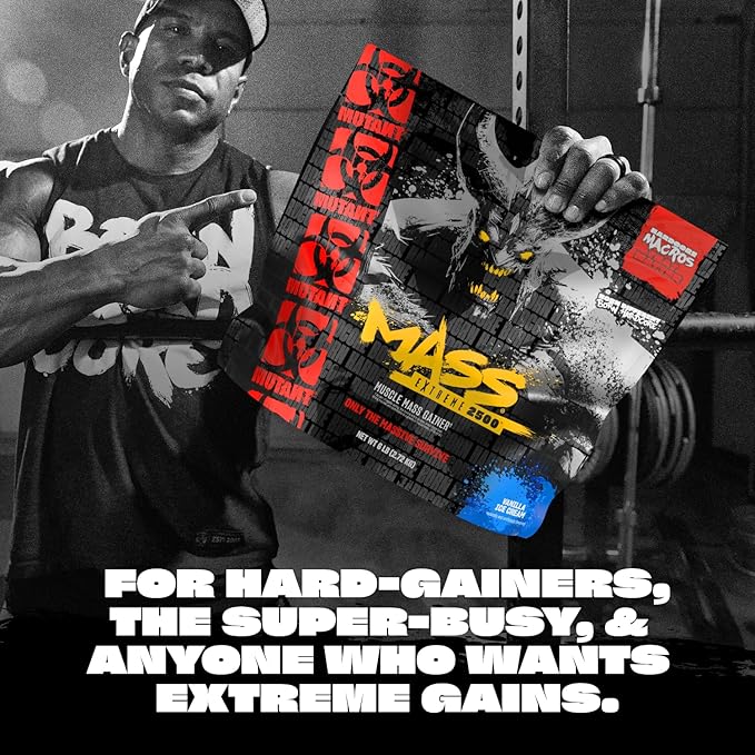 Mutant Mass Extreme Gainer – Whey Protein Powder – Build Muscle Size and Strength – High Density Clean Calories (Cookies and Cream, 6 lbs)