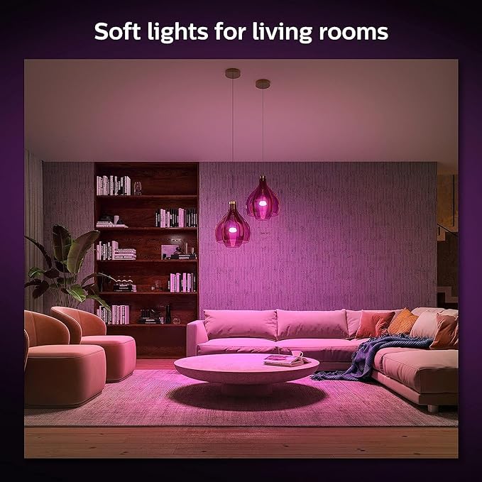 Philips Hue Smart Light Starter Kit - Includes (1) Bridge and (4) 75W A19 E26 LED Smart White and Color Ambiance Bulbs - Control with App - Compatible with Alexa, Google Assistant, and Apple HomeKit