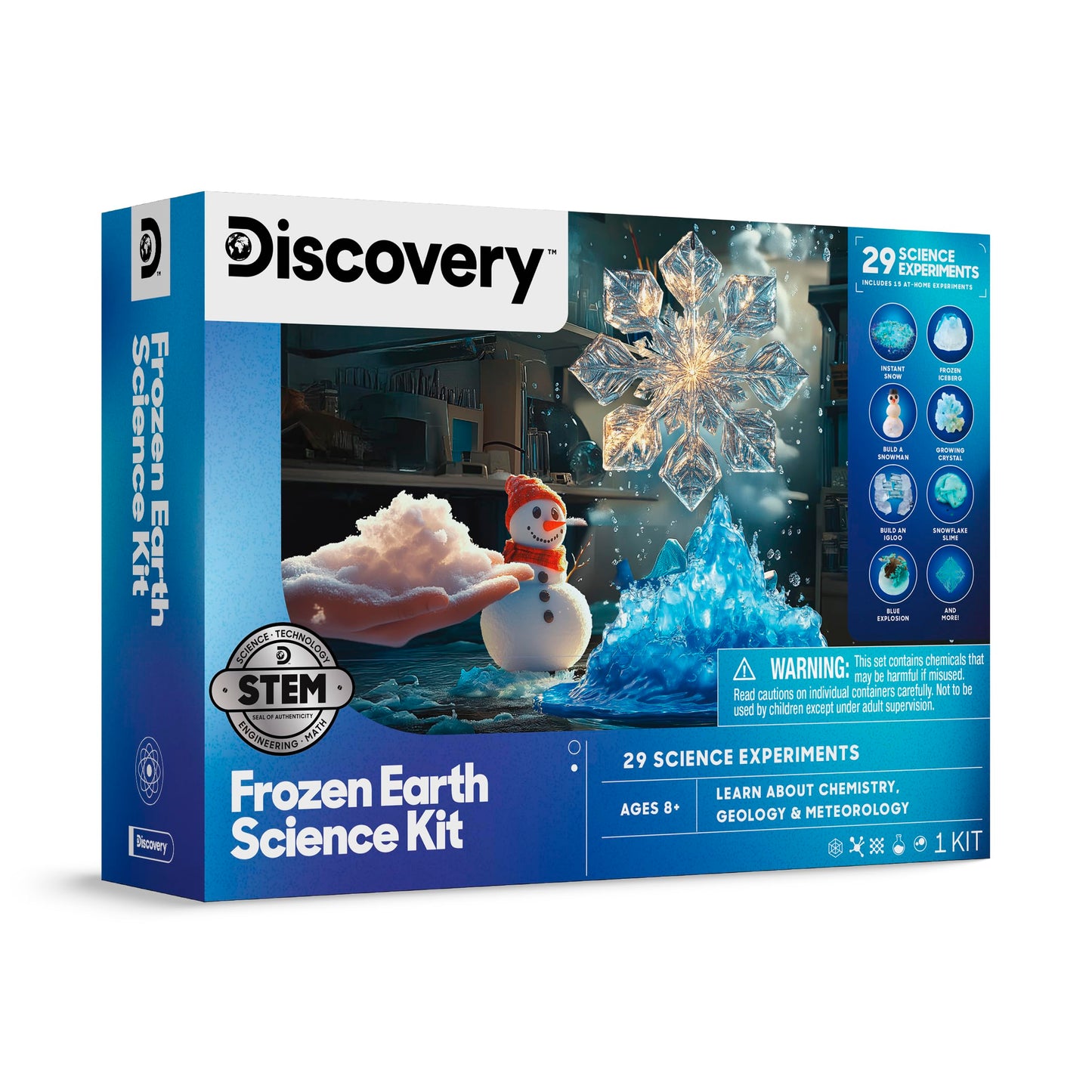 Discovery Frozen Earth Science Kit for Kids| 29 Science Experiments| Grow Crystals, Instant Snow, Snowflake Slime, Frozen Volcano| STEM Chemistry Activity Set| Educational Learning Toy| Gift Ages 8+
