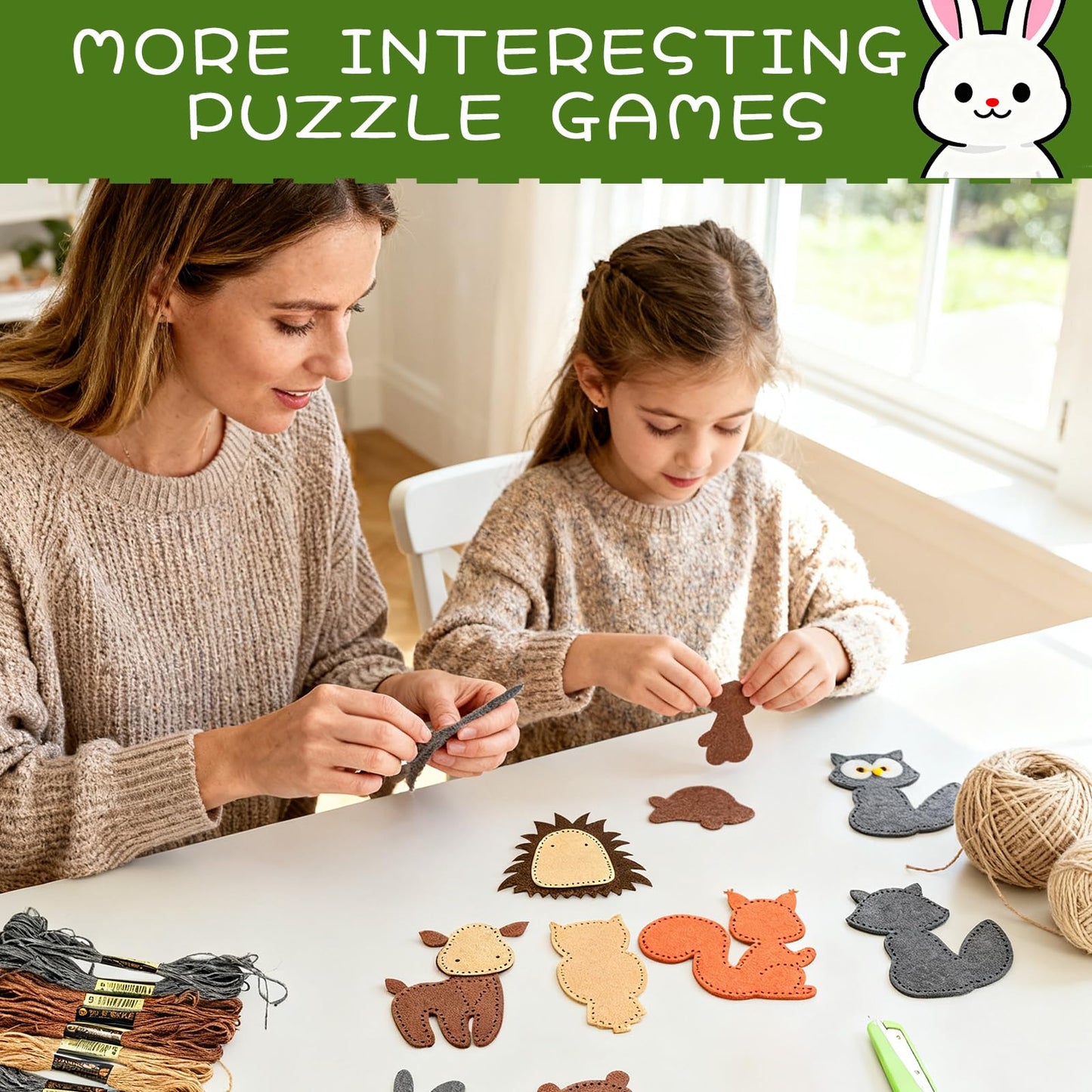 GOASION Sewing Kit for Kids, Woodland Animals Kids Sewing Kit, Pre Punched Design for DIY Hanging Decorations, Sewing Tit for Beginners Age 8-12, Boys & Girls Birthday Gift