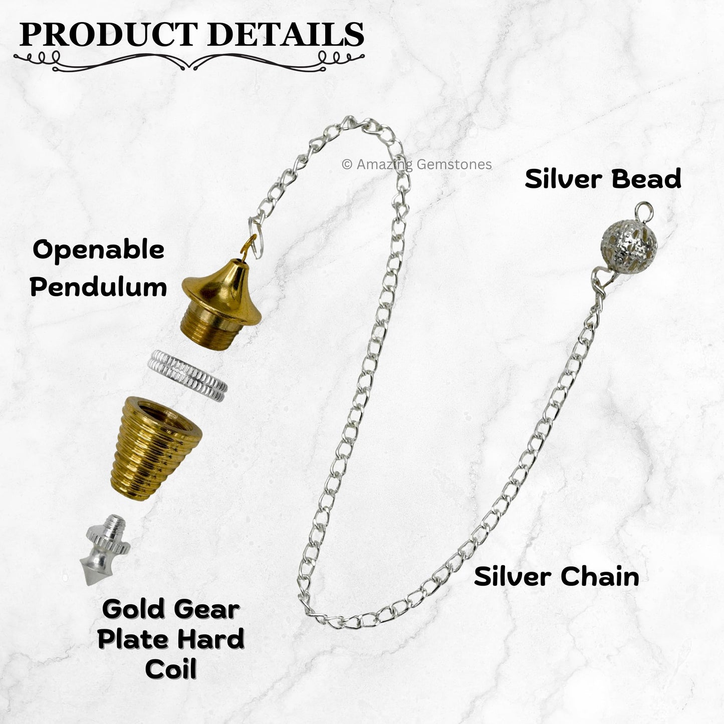 Amazing Gemstone Healing Metal Pendulums for Divination, Gold Gear Plate Hard Coil Steel Copper Pendulum High Energy Pendulo de Bronce Pendulos de Mesa MP12