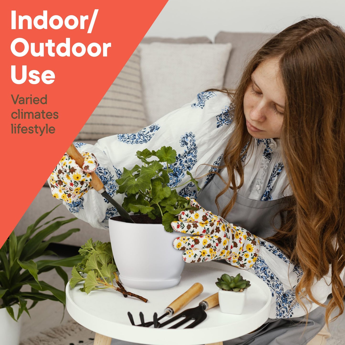 Campior Plastic Plant Pots with Drainage - Home Decor Flower Pot, Stackable Design for Indoor & Outdoor Use, Lightweight and Sturdy, Space-Saving, (7”, 6.6”, 6”, 5.3”, 4.8” Inches), Pack of 20, White