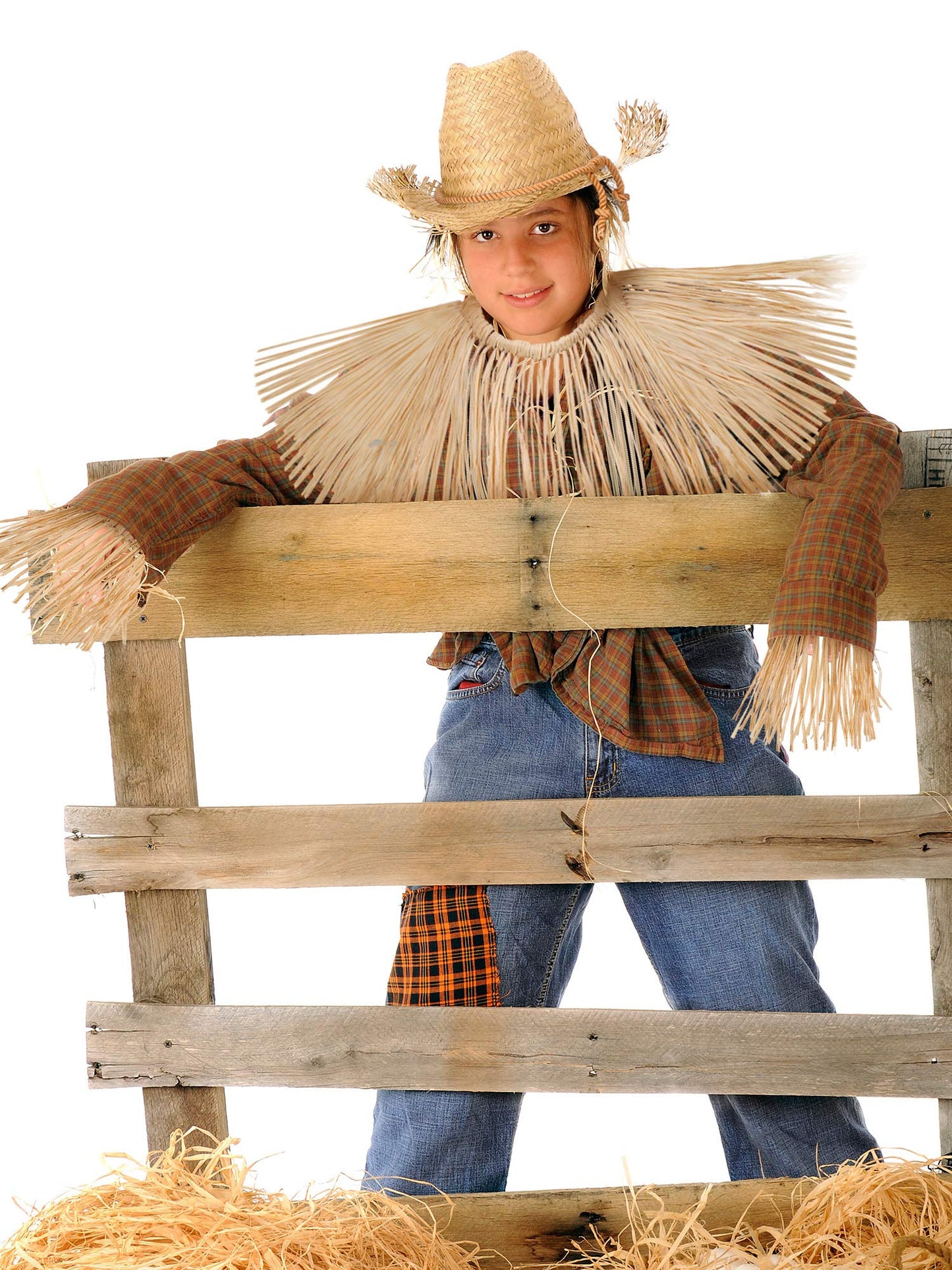 Jetec 7 Pieces Scarecrow Straw Kit 5 Raffia Material Scarecrow Costume Accessories Decoration Raffia Neck Arm and Ankle Ties and 2 Cotton Cord Ties for Party Accessory Halloween Decoration