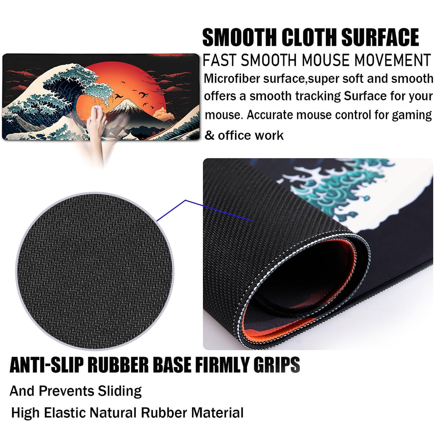 Big Mouse Pad, Upgrade Durable 31.5"x15.7" Larger Extended Mouse Pad for Gamer with Stitched Edges, Waterproof Non-Slip Base Long XXL Large Mousepad for Home Office Gaming Work, Full Moon Pattern