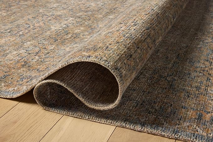 Loloi Amber Lewis Molly Collection MOL-02 Denim/Gold 3'-0" x 5'-0" Low Pile Accent Rug