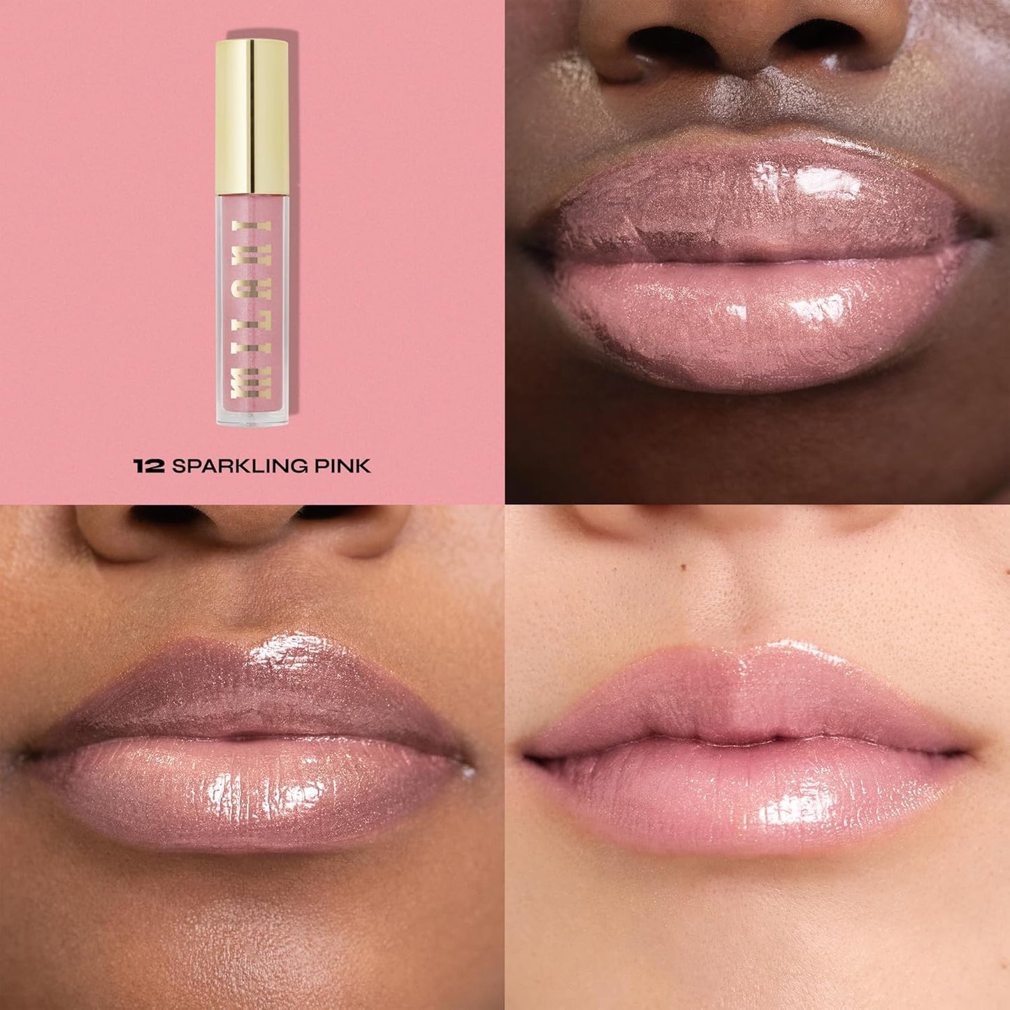 Milani Lip Gloss, Keep It Full Nourishing Lip Plumper with Hyaluronic Acid & Peptides for Soft, Fuller-Looking Lips (0.13 Fl. Oz.) Sparkling Pink