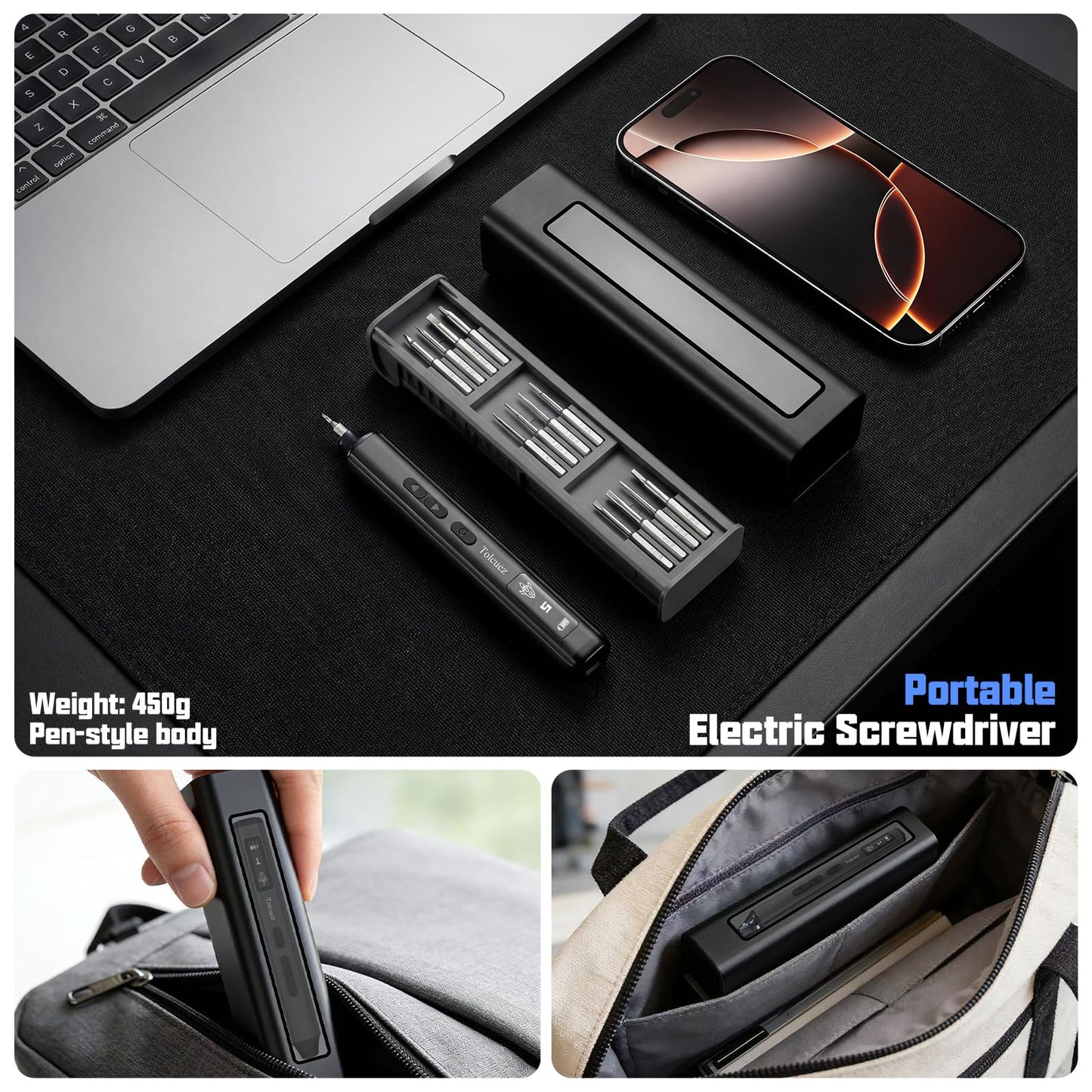 Mini Electric Screwdriver Set,Max 0.5N.m Power Screwdriver,5 Torque Settings & 60 Magnetic Bits,Precision Mini Screwdriver Set,Rechargeable Repair Tool for PC,RC Car,Laptop & iPhone
