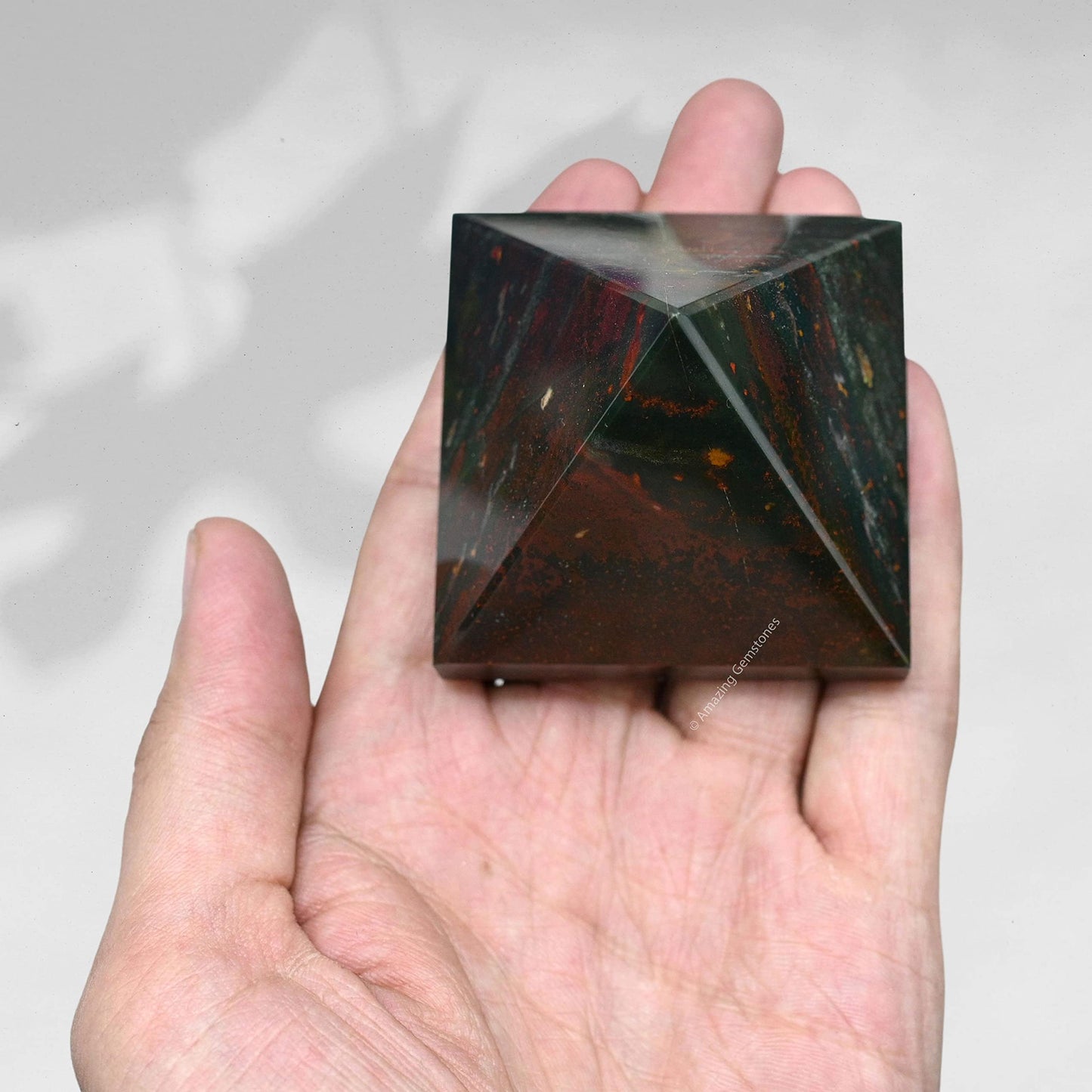 Amazing Gemstone Bloodstone Pyramid Crystal Healing Stones - 2" Great Pyramid Figurine of Natural Stone Pyramid for Meditation, Reiki, Chakra Balancing and Crystal Pyramids Grid