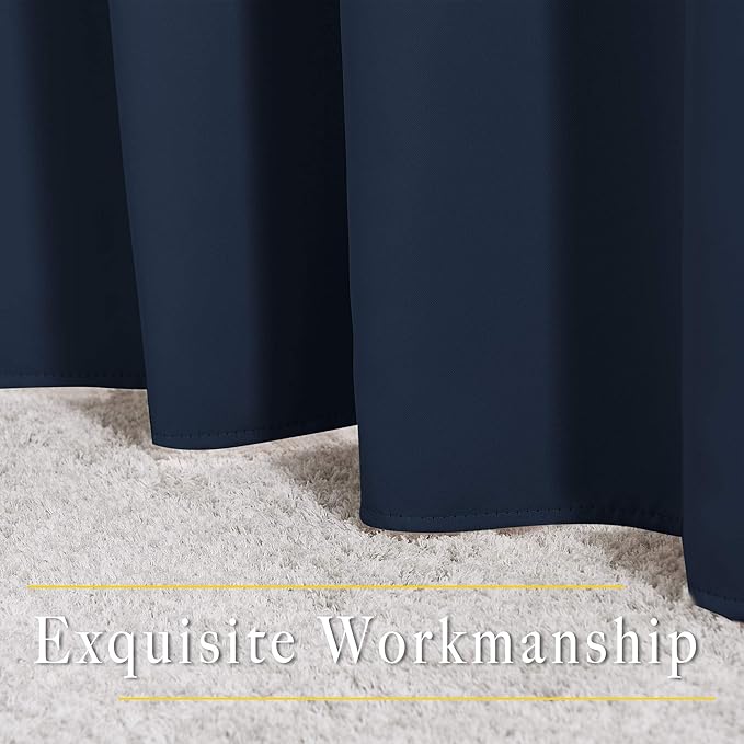 NICETOWN Navy Curtains 96 inches Long, Grommet Thermal Insulated Blackout Curtains Privacy Window Treatments for Boys Room/Living Room, W46 x L96, 2 Panels