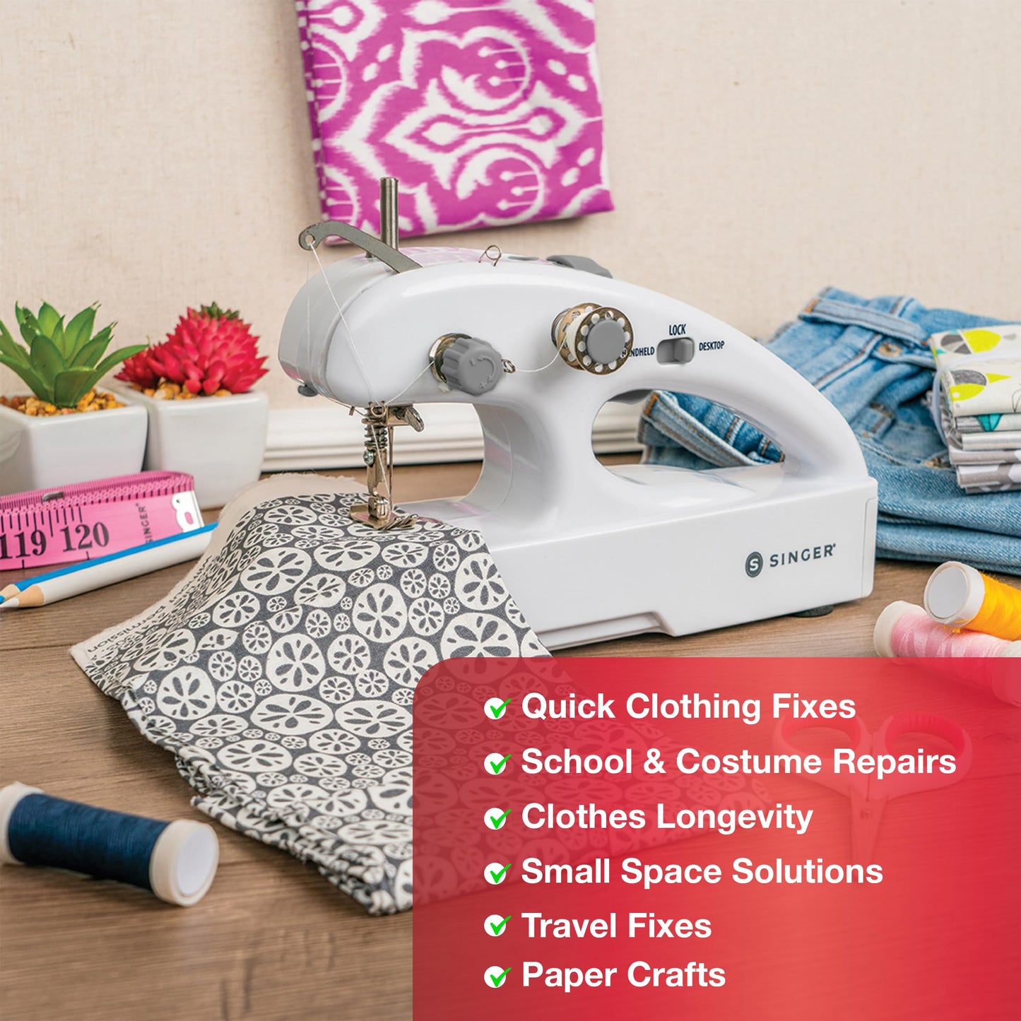 SINGER Stitch Quick + Portable Cordless Mending Machine Bundles (Two Thread Stitch Quick +)