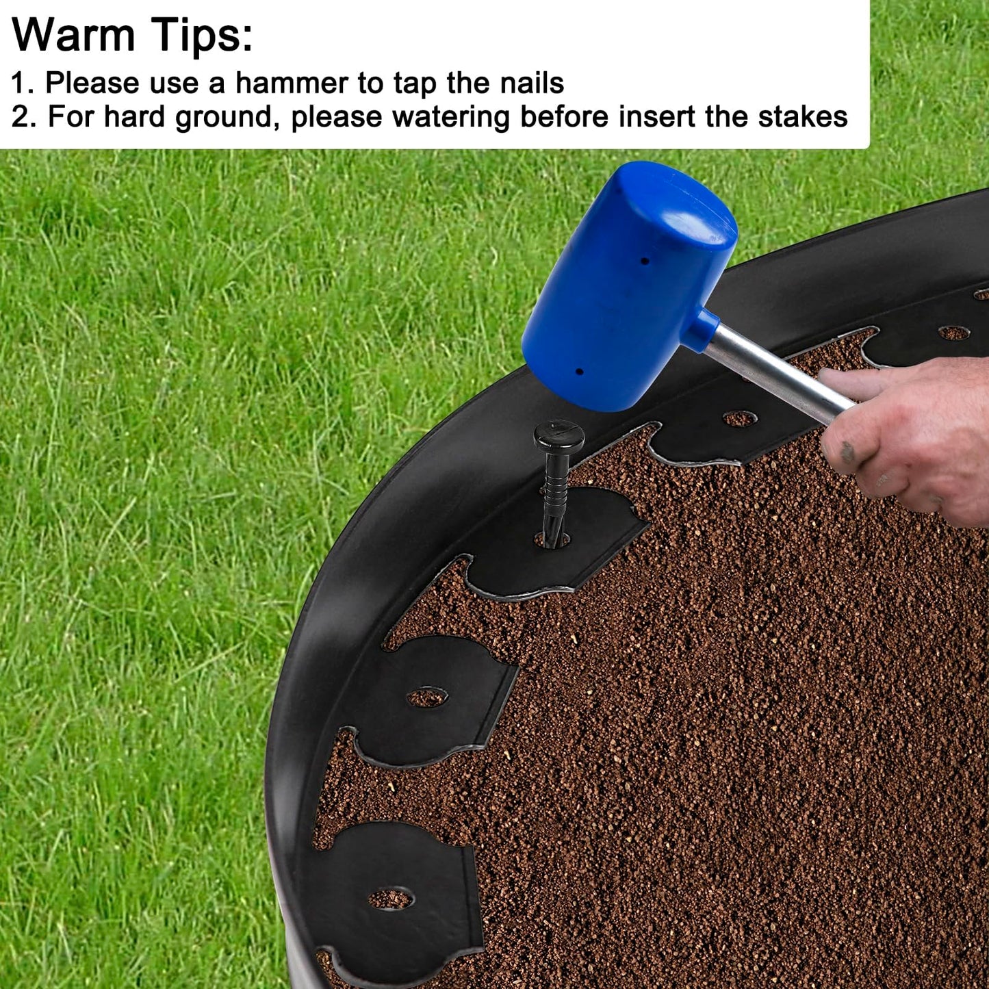 JERIA 2 Inch Tall 100 FT Garden Edging Kit with 120pcs Spikes, Plastic Edging for Landscaping