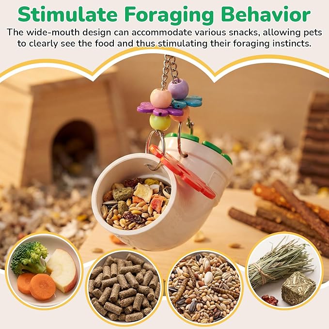 Shappy 2 Pack Rat Enrichment Toys, Wide Opening Rat Foraging Feeder for Various Treats, Hanging Slow Feeder Easy Clean Interactive Small Animal Puzzle Toy, Rodent Cage Accessories for Mice, Parakeets