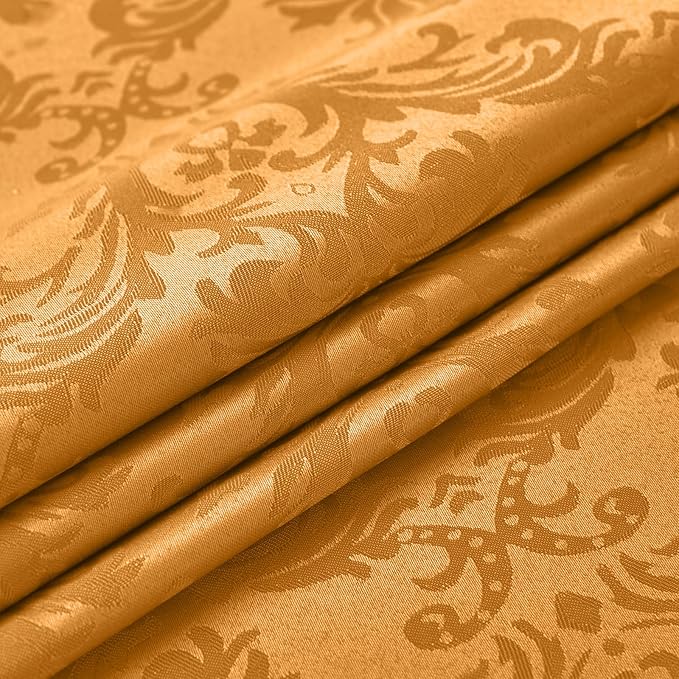 SASTYBALE Square Thanksgiving Tablecloth Washable Spill Proof Wrinkle Resistant Damask Table Cloth, Soft Polyester Table Cover for Kitchen Parties Farmhouse, Amber 52×52 Inch