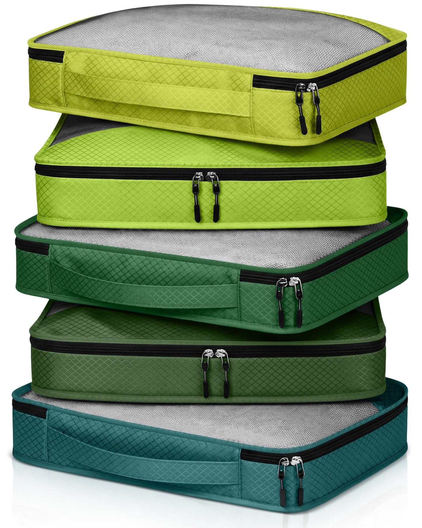 Bulyoou 5 Pcs Packing Cubes for Suitcase Large Travel Cubes Carry on Luggage Organizer Bags for Clothes Accessories(S,Green)
