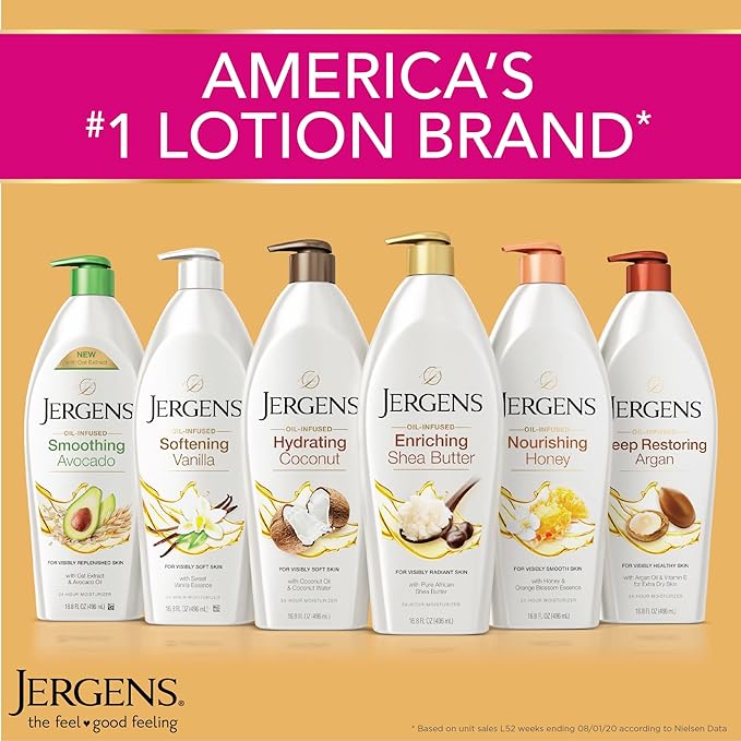 Jergens Hydrating Coconut Body Lotion, Hand and Body Moisturizer, Infused with Coconut Oil, Hydrates Dry Skin Instantly, Dermatologist Tested, 16.8 oz, Pack of 3