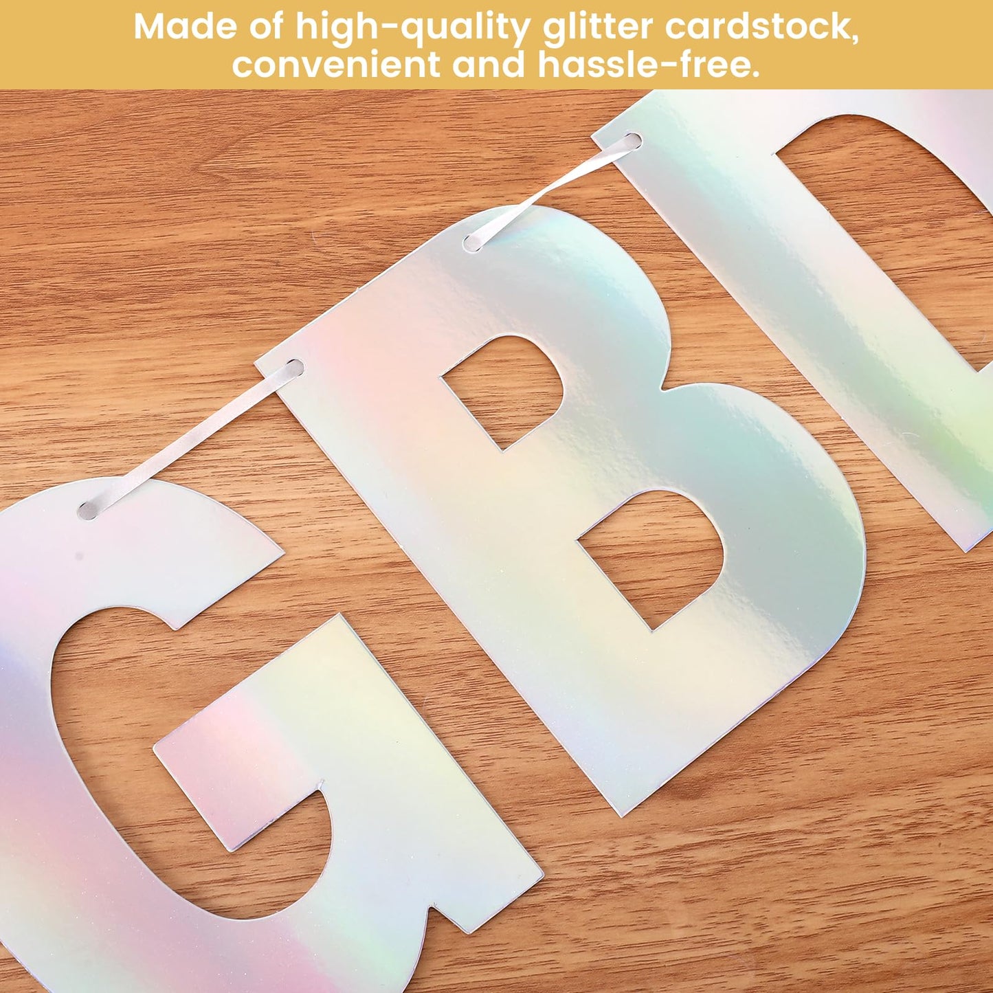 112 Pcs DIY Letter Banner Custom Birthday Banner Glitter Letters Include 107 Letters Numbers 4 Rope and 1 Needle for Baby Shower Wedding Birthday Party Decorations Supplies (Holographic)