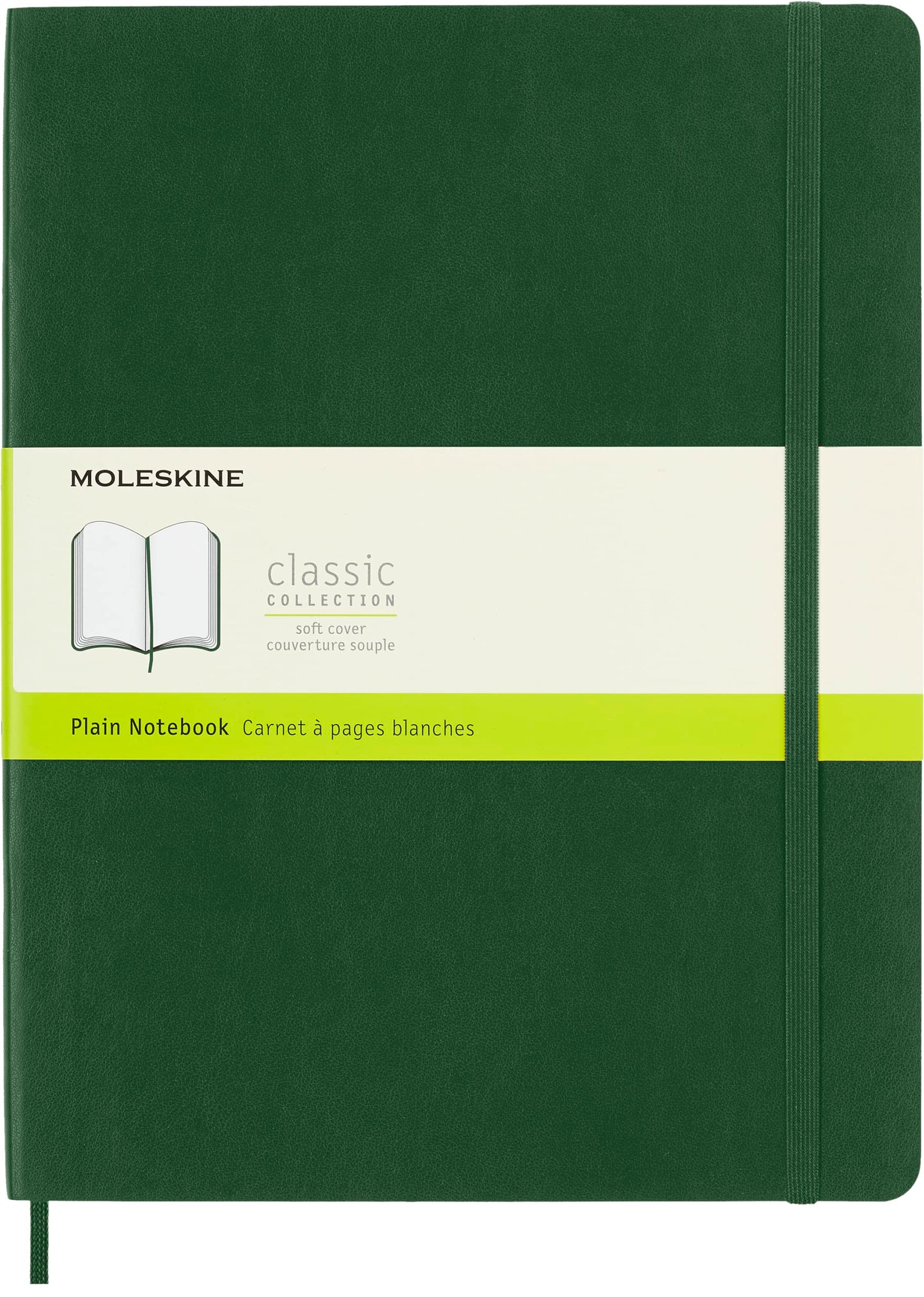 Moleskine Classic Notebook, Soft Cover, XL (7.5" x 9.5") Plain/Blank, Myrtle Green, 192 Pages
