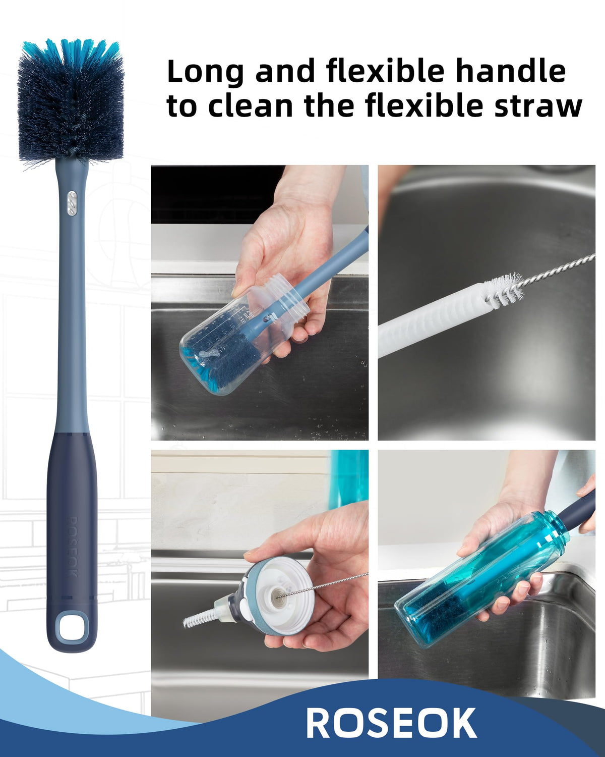 2 in 1 Bottle Brush with Straw Cleaner Brush (2 Count)