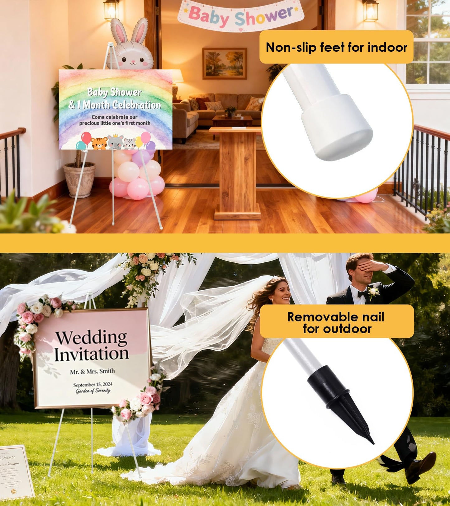Artisorama Display Easel Stand for Sign, Lightweight Tripod with Bag, Portable Adjustable Artist Easels for Outdoor Painting Posters/Canvas/Wedding, 1PC White