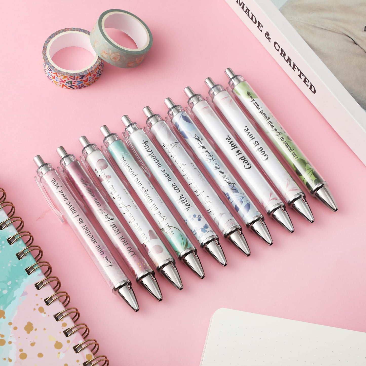 Mr. Pen- Christian Pen Set, 50 Pack, Floral, Black Ink, Bible Verse Pens Bulk, for Women Men