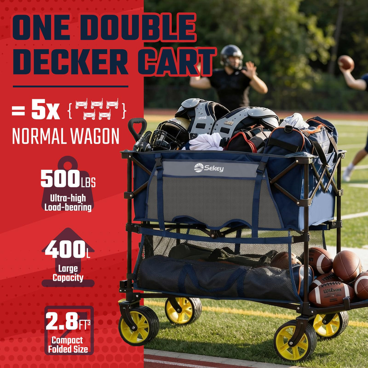 500LBS Heavy Duty Double Decker Wagon with Extender