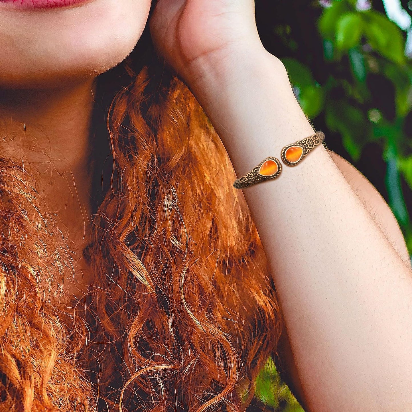 JEROOT Copper Bracelet for Women 99.99% Pure Solid Copper Magnetic Bracelet with Turquoise, Adjustable Cuff Elegant Jewelry Gift for Mom Wife