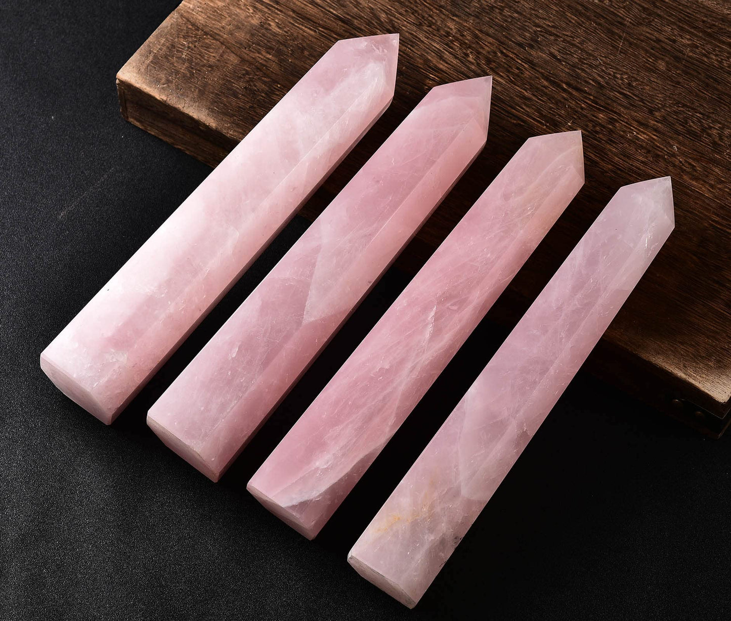 AMOYSTONE Extra Large Healing Crystal Obelisk Tower Rose Quartz Point Wand Crystal Decor Reiki Gifts for Bignners 2.2-2.6 LBS