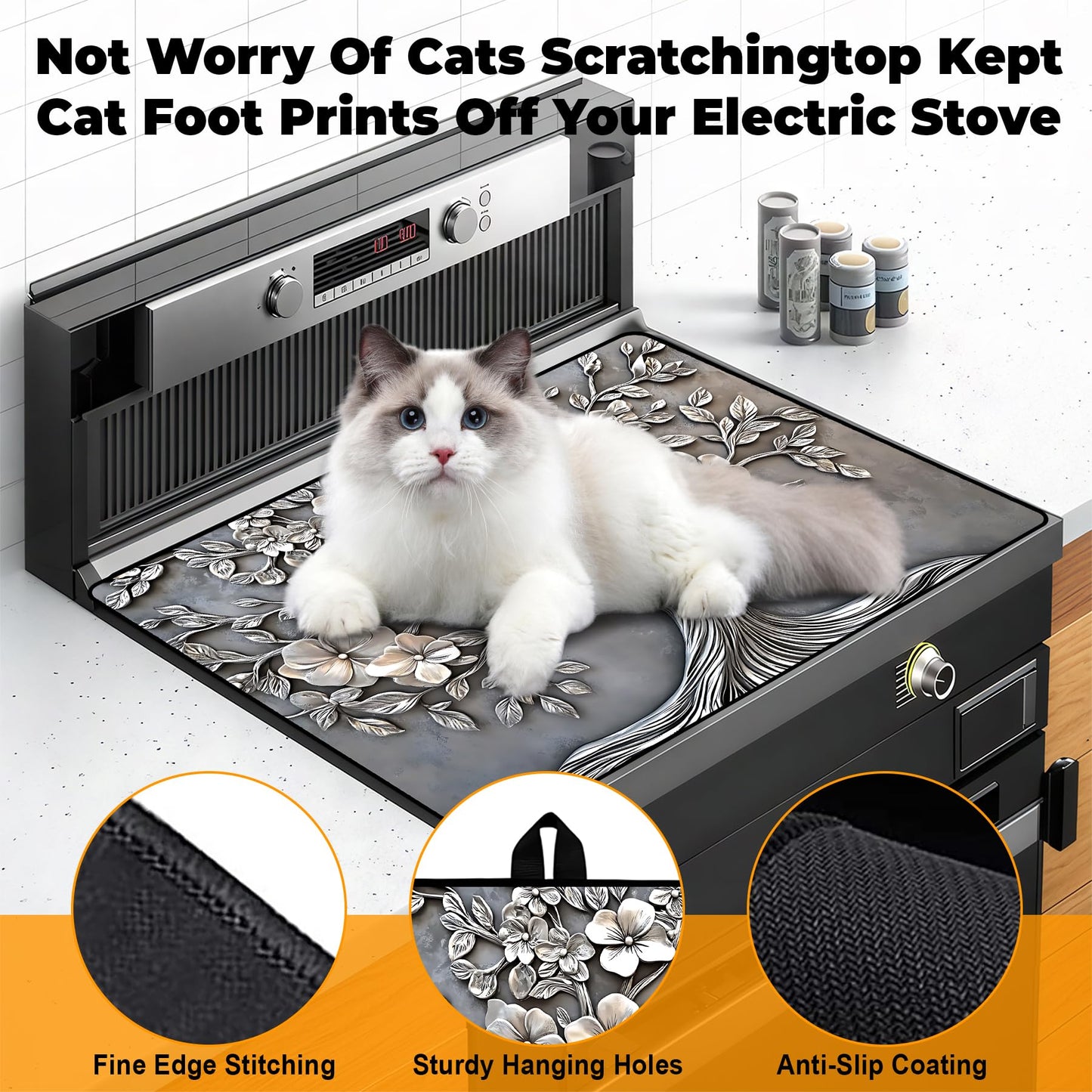 BSFHH Heat-Resistant Glass Stove Top Cover with Anti-Slip Rubber Coating – Electric Stove Protector, Scratch-Resistant, Expands Counter Space, Stylish Kitchen Decor (Tree)