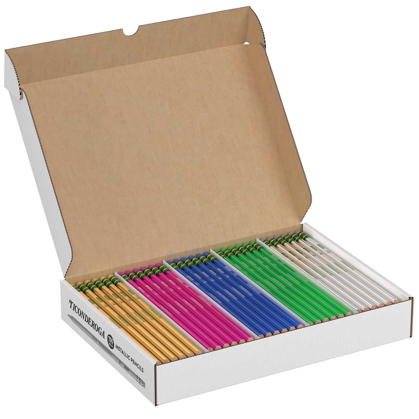 Ticonderoga Wooden Pencils, Pre-Sharpened, #2 HB Soft, Metallic Colors, 150 Count