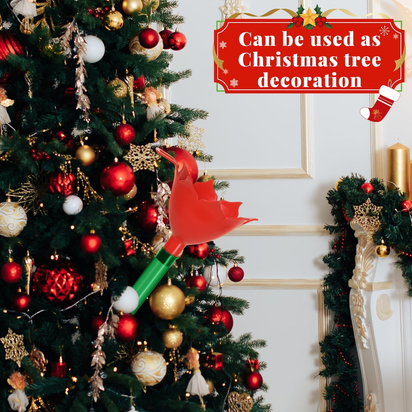 4 Pack 48 Inch Clear Christmas Tree Watering Funnel with Long Plastic Tube Watering System for Large Indoor Outdoor Xmas Tree Prevents Fire